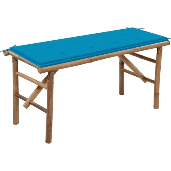 Foldbar bambus havebænk 118 cm med hynde