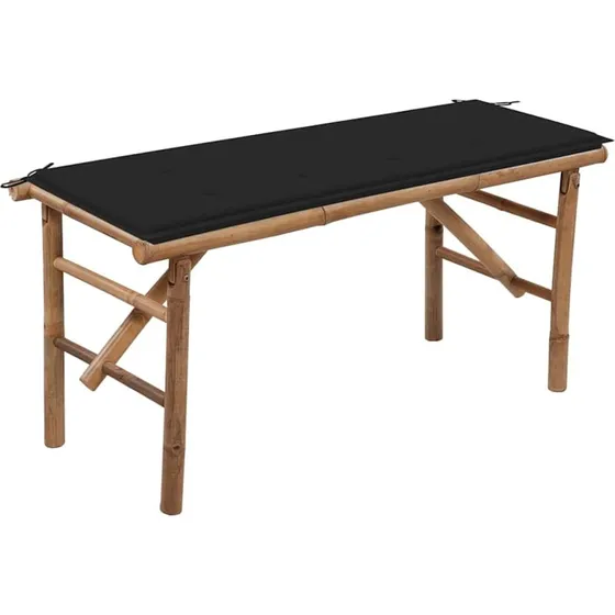 Foldbar bambus havebænk 118 cm med hynde