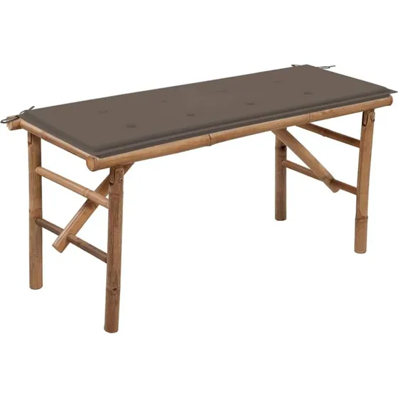 Foldbar havebænk i bambus 118 cm med hynde