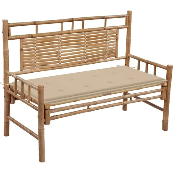 Bambus havebænk med hynde 120 cm