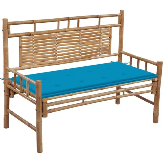 Bambus havebænk med hynde 120 cm