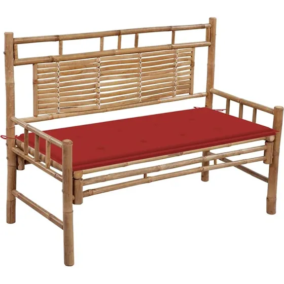 Bambus havebænk med hynde 120 cm
