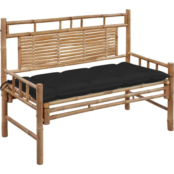 Bambus havebænk med hynde 120 cm