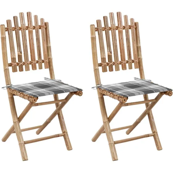 Foldbare havestole i bambus 2 stk. med hynder