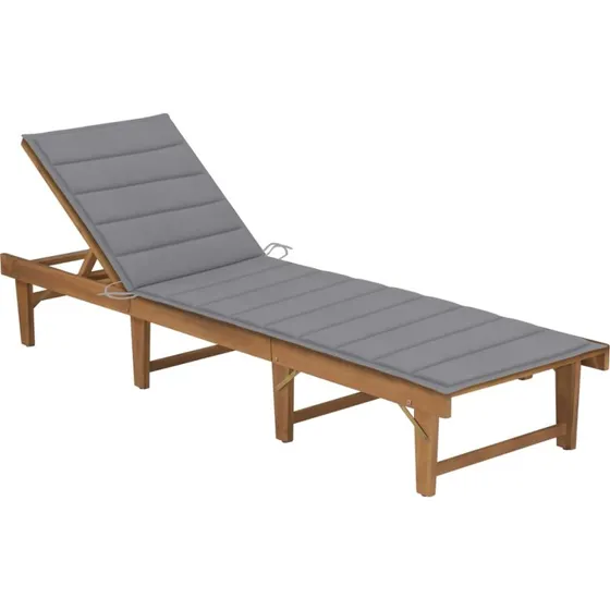 Foldbar liggestol i massivt akacietræ med hynde