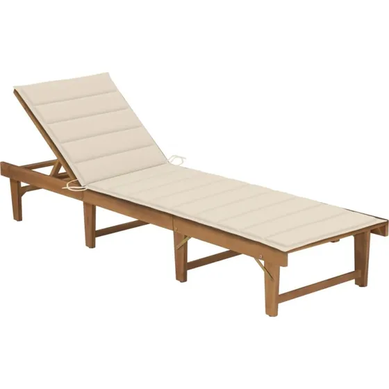 Foldbar liggestol i massivt akacietræ med hynde