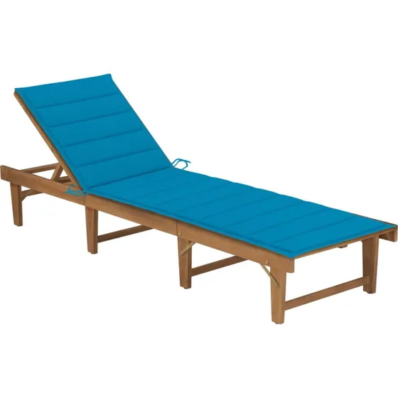 Foldbar liggestol i massivt akacietræ med hynde