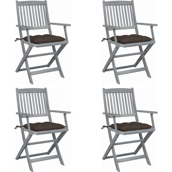 Foldbare havestole 4 stk. med hynder i akacietræ