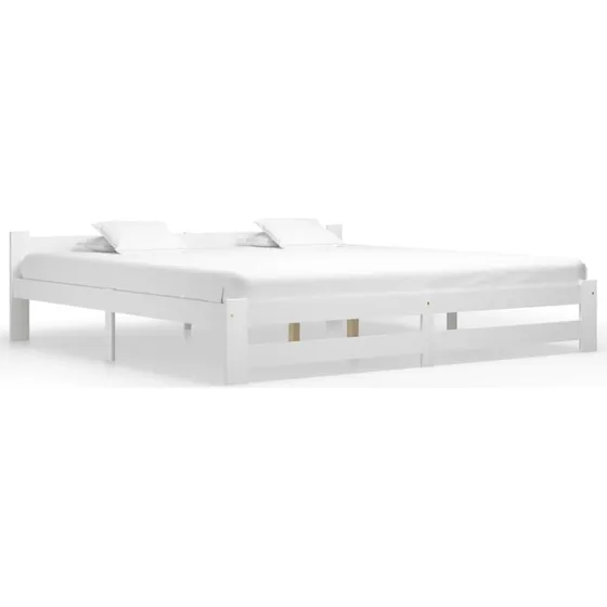 Sengeramme i massivt fyrretræ 200x200 cm – hvid