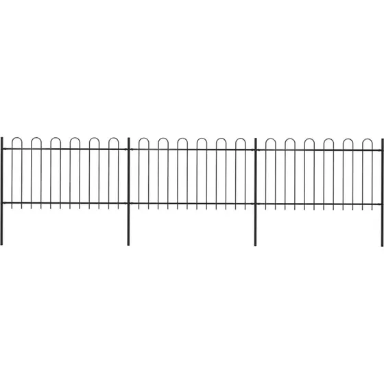 Havehegn i sort stl 537x100 cm 3 paneler, 4 stolper