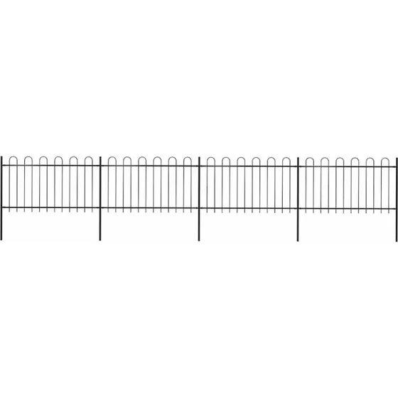 Sort stålhavehegn med bøjletop 714,5x100 cm (6,8 m)