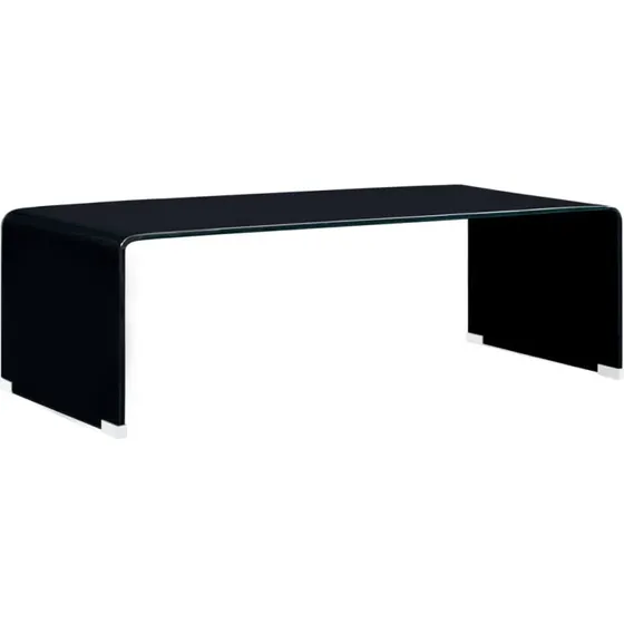 Sofabord i sort hærdet glas 98x45x31 cm