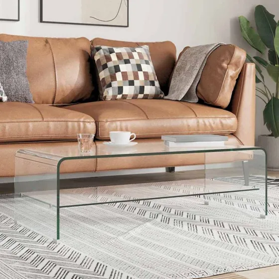 Sofabord i hærdet glas 98x45x31 cm – transparent