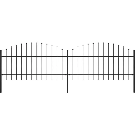Havehegn i stl med spydtop 359x125 cm - sort