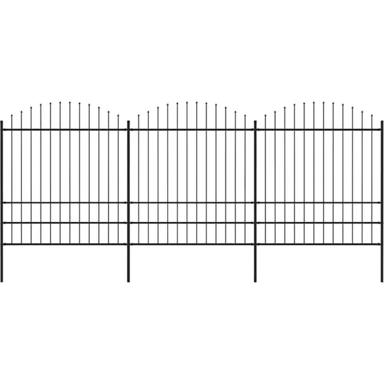 Sort havehegn med spydtop i stål 537×200 cm
