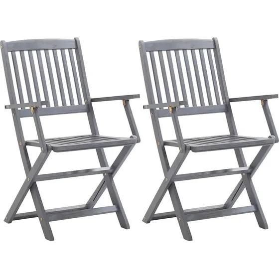 Foldbare havestole i massivt akacietræ, 2 stk