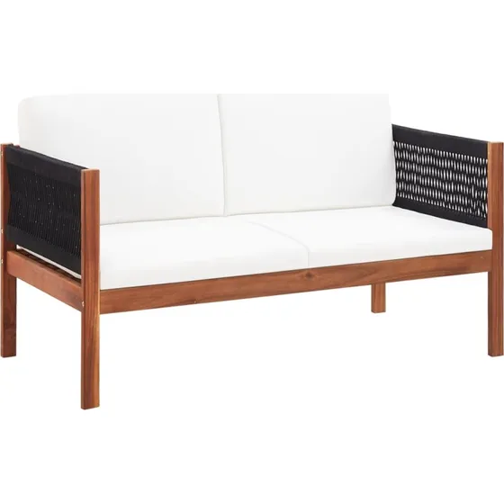 Havesofa til 2 personer i massivt akacietræ med rebdesign