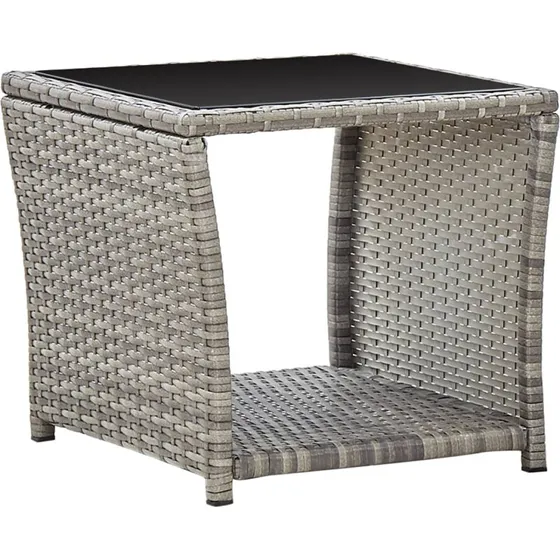 Sofabord 45x45x40 cm polyrattan og glas, gr