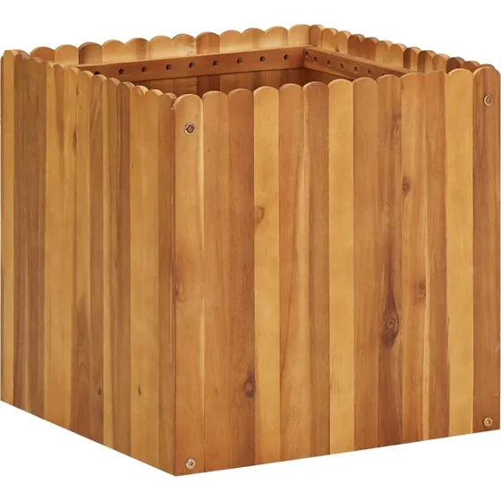 Hævet plantekasse i massivt akacietræ 50x50x50 cm