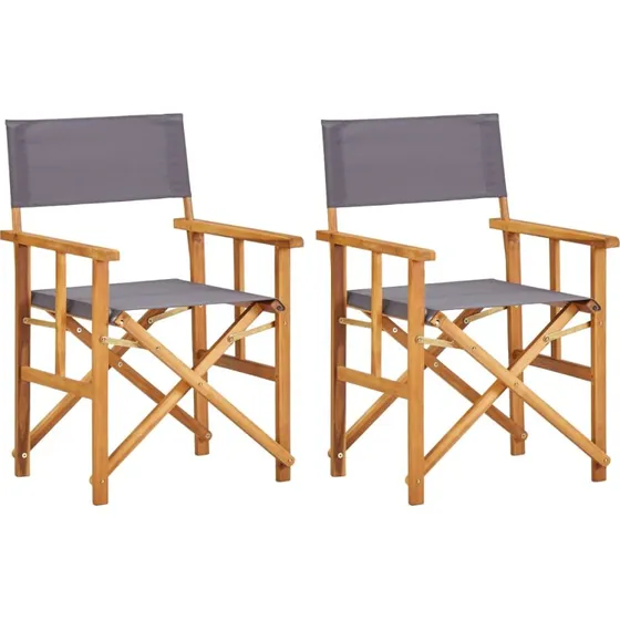 Instruktørstole i massivt akacietræ, 2 stk – foldbare