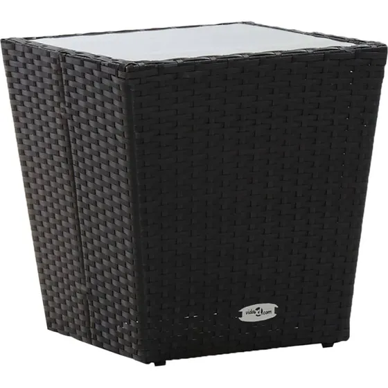 Tebord i polyrattan med hærdet glas 41,5x41,5x43 cm