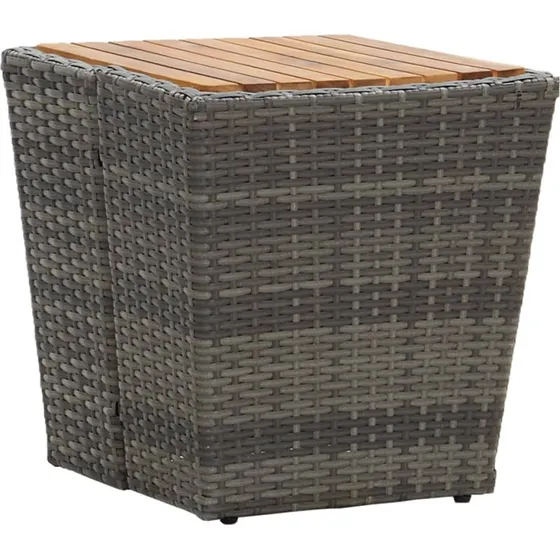 Tebord i polyrattan og akacietr 41,5x41,5x43 cm  gr