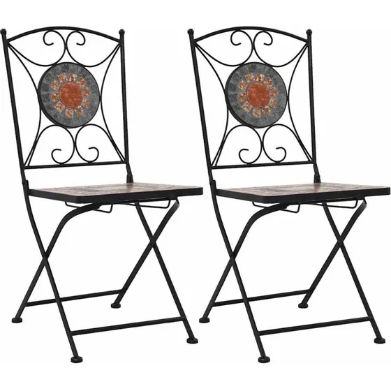 Bistrostole 2 stk. med mosaik orange/grå