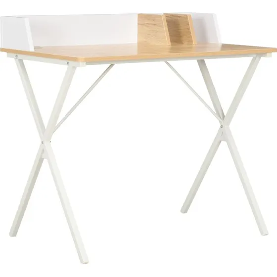 Kompakt skrivebord 80x50x84 cm - hvid/natur