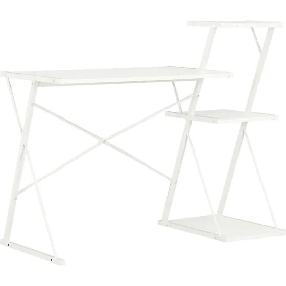 Skrivebord med hylde 116x50x93 cm – hvid, moderne