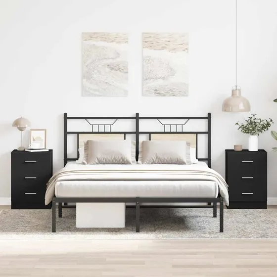 Sengeborde 2 stk. 38x35x56 cm sort – konstrueret træ