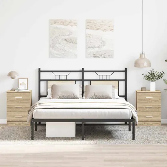 Sengeborde 2 stk. Sonoma-eg 38x35x56 cm, 3 skuffer