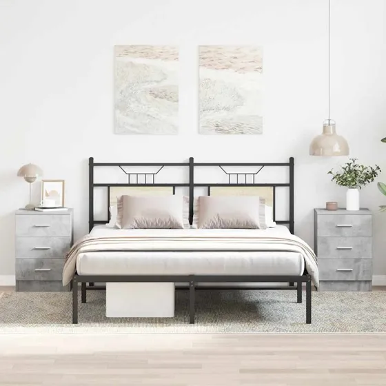 Sengeborde 2 stk 38x35x56 cm – konstrueret træ, betongrå