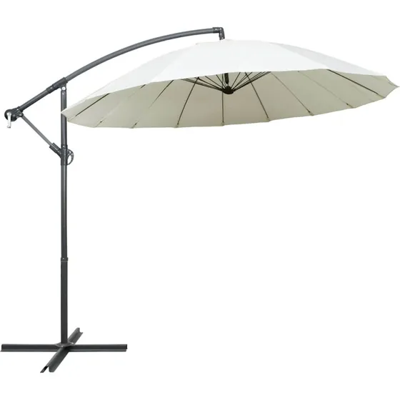 Hængende parasol 3 m – hvid aluminium, UV-beskyttelse