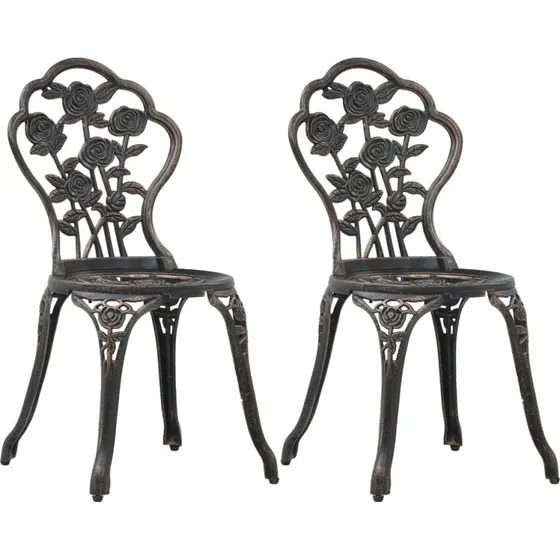 Bistrostole 2 stk. i støbt aluminium, bronzefarvet
