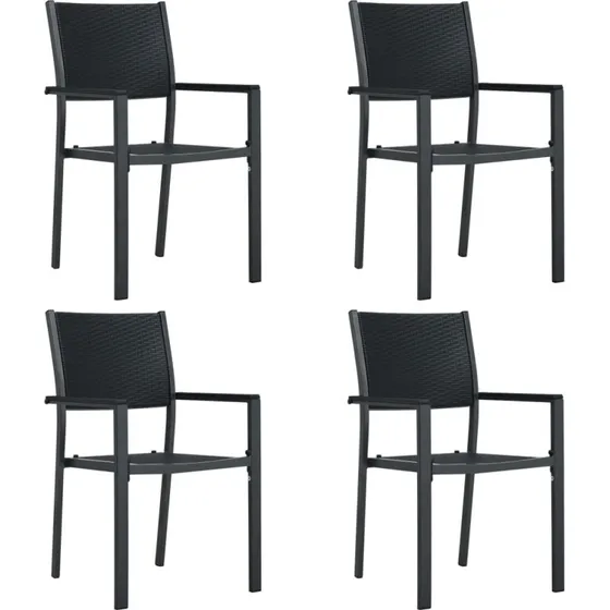 Havestole 4 stk. rattanlook plastik - sort
