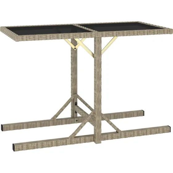 Havebord 110x53x72 cm beige polyrattan med glas