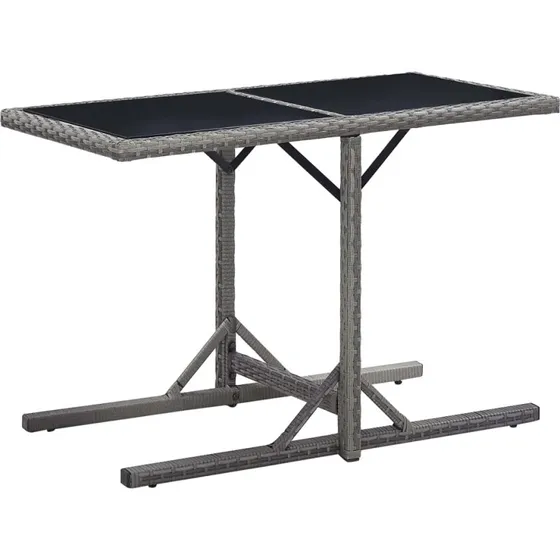 Antracit havebord 110x53x72 cm - glas & polyrattan
