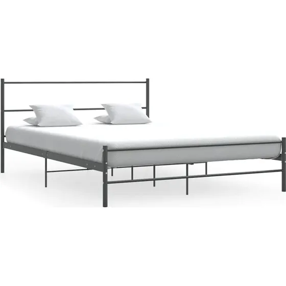 Sengestel i metal 140x200 cm - grå med lamelbund