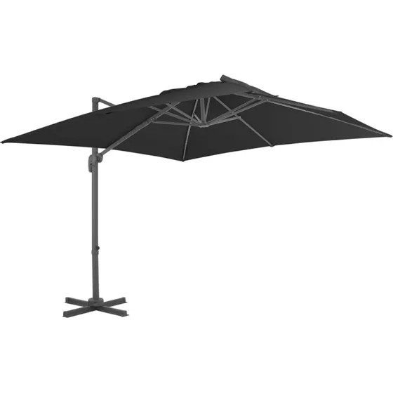Hængeparasol 3x3 m – Sort aluminiumstang
