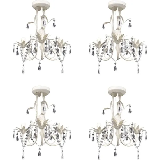 Krystallysekroner 4 stk.  Elegant hvid loftlampe