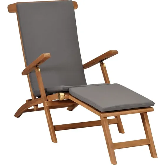 Liggestol i massivt teak med creme hynde