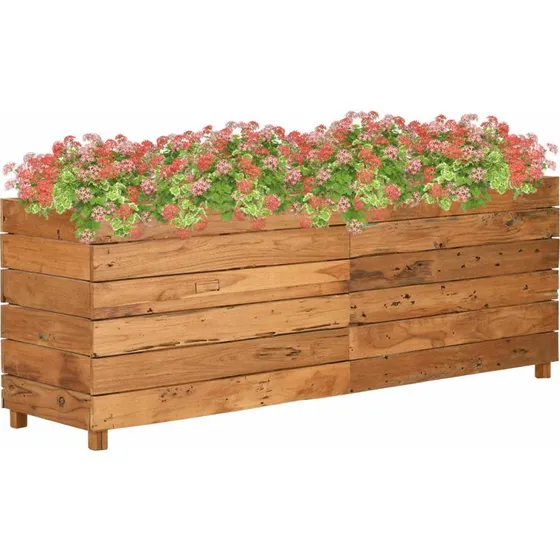 Højbed 150x40x55 cm i genanvendt teak og stål