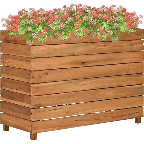 Højbed i genanvendt teaktræ 100x40x72 cm (stålramme)