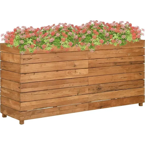 Højbed 150x40x72 cm i genanvendt teak og stål