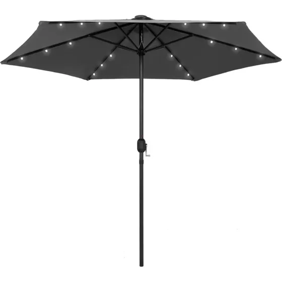 Parasol 270 cm med LED-lys og aluminium - Antracit