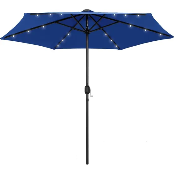 Parasol 270 cm med sol-LED og aluminium — azurblå
