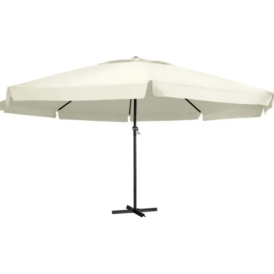 Haveparasol 600 cm sandhvid - aluminiumstang & UV-beskyttelse
