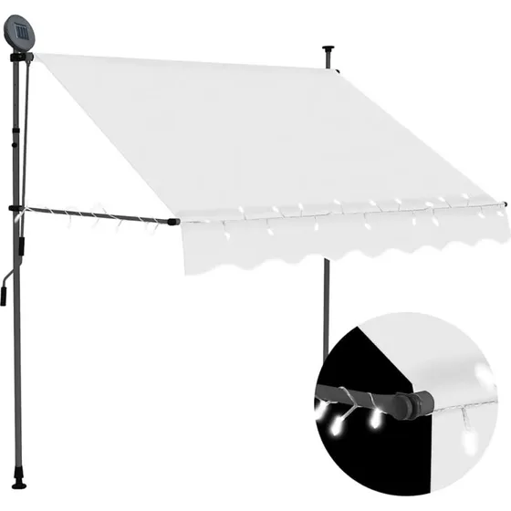 Udtrkkelig markise med LED-lys 150 cm, creme