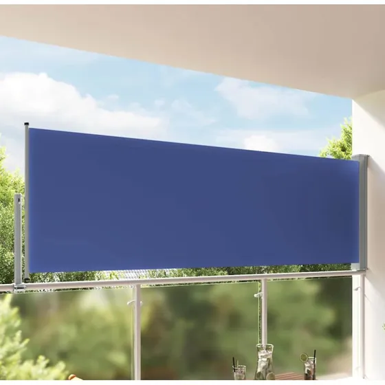 Sammenrullelig sidemarkise til terrasse 120×300 cm, blå