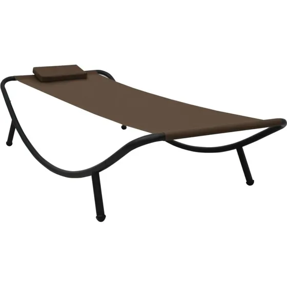 Liggestol 200x90 cm - brun, stål med polstret pude